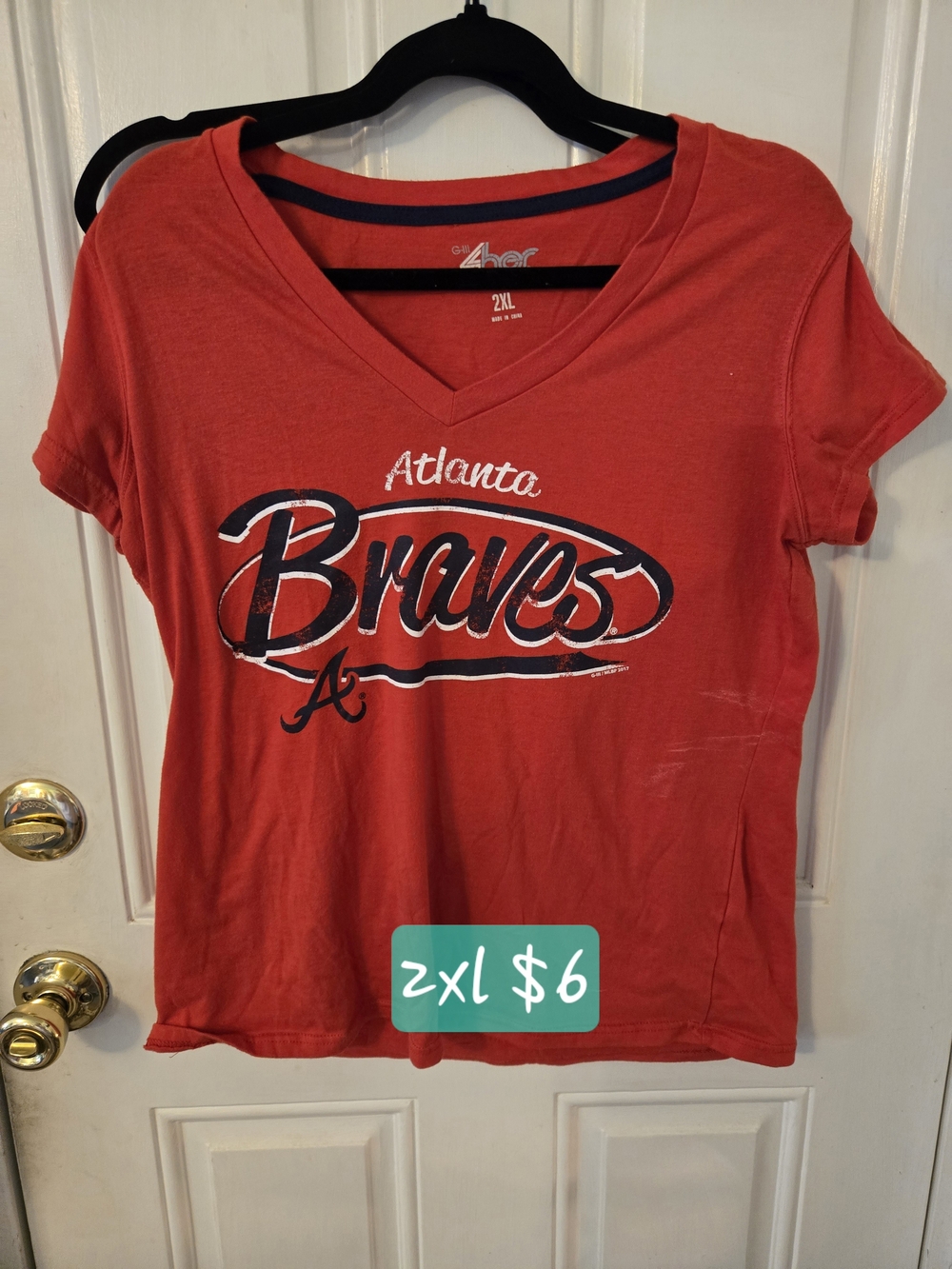 Majestic Atlanta Braves Red V-Neck Tee